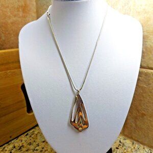 925 Italy Chula Shell Slice Sterling Necklace Pendant is 2.25" with 18" chain